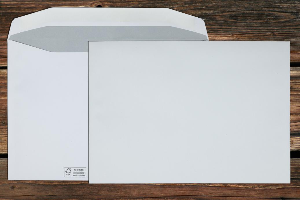 Kuvertierhüllen C4 229x324 mm Nassklebend Recycling Weiß 100 g/qm